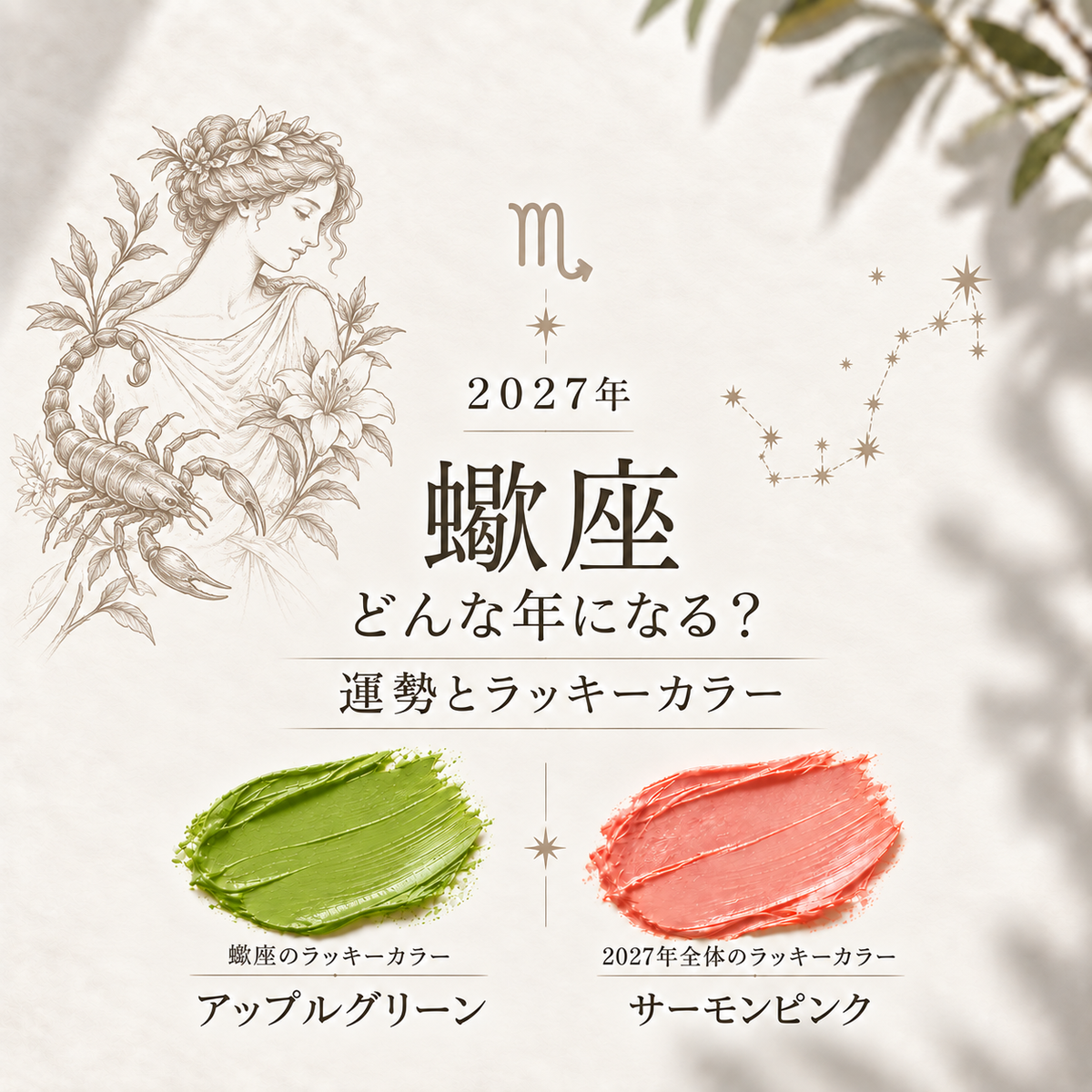 【2027年 蠍座】どんな年?運勢とラッキーカラー|仕事・金運・恋愛も徹底解説