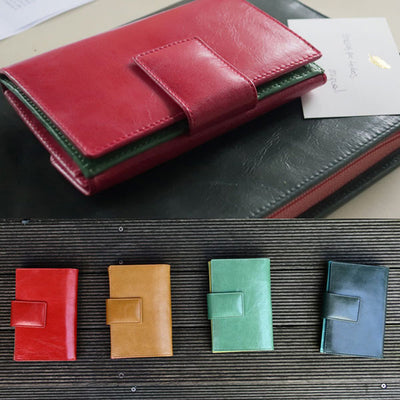 二つ折り財布(カルテラ)軽量・スリム レディース|牛革 蛇革