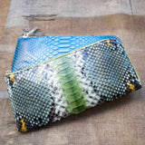 長財布エル字ファスナー薄型 パイソン蛇革ジェイド