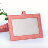 本革のバイカラーのIDカードホルダー(キティピンク・アッシュ)の正面