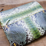 長財布エル字ファスナー薄型 パイソン蛇革ジェイド