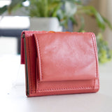 コンパクト二つ折り財布 蛇革 パイソン(ピンクグラデーション)