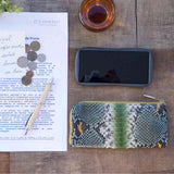 長財布エル字ファスナー薄型 パイソン蛇革ジェイド