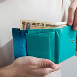 コンパクト二つ折り財布 蛇革 パイソン(ブルーグラデーション)