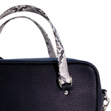 スクエアバッグ ルシア ネイビー(ハンドル:パイソン柄)