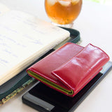 極小二つ折りの赤色コンパクト財布