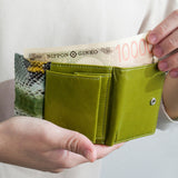 コンパクト二つ折り財布 蛇革 パイソン (ジェイド)