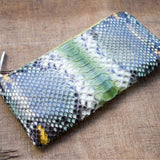 長財布エル字ファスナー薄型 パイソン蛇革ジェイド