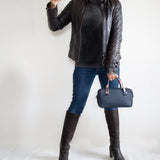 スクエアバッグ ルシア ネイビー(ハンドル:パイソン柄)