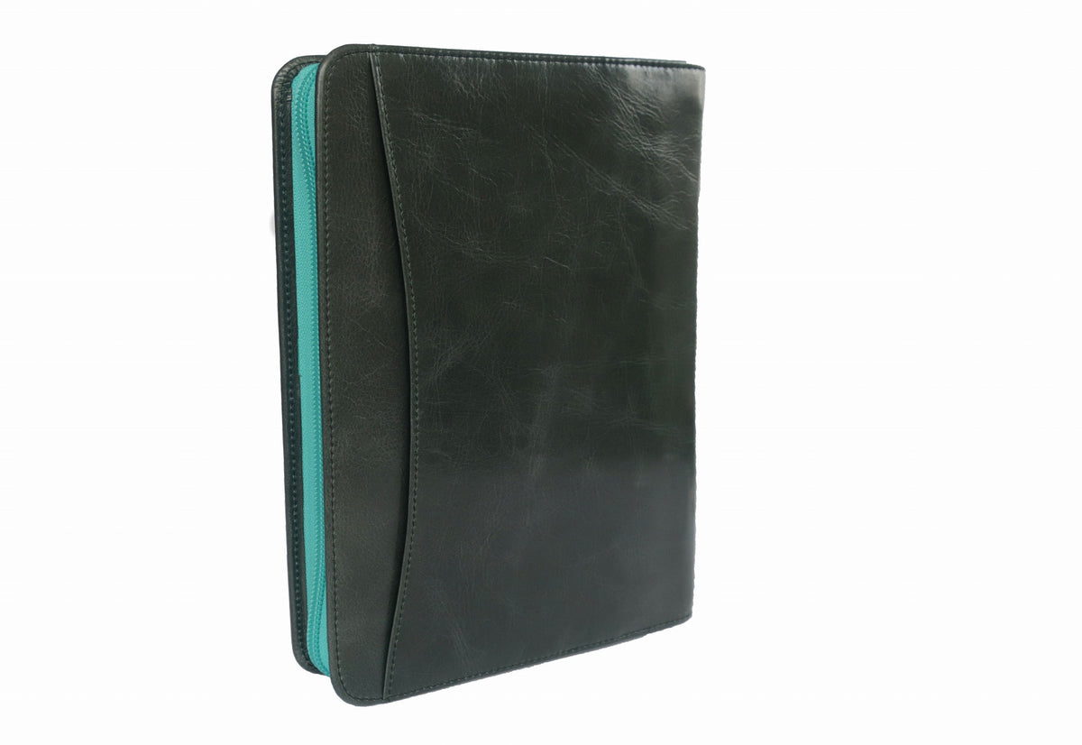 ノートカバー式クラッチバッグ リブレタ Libreta (モスグレー・ターコイズブルー)