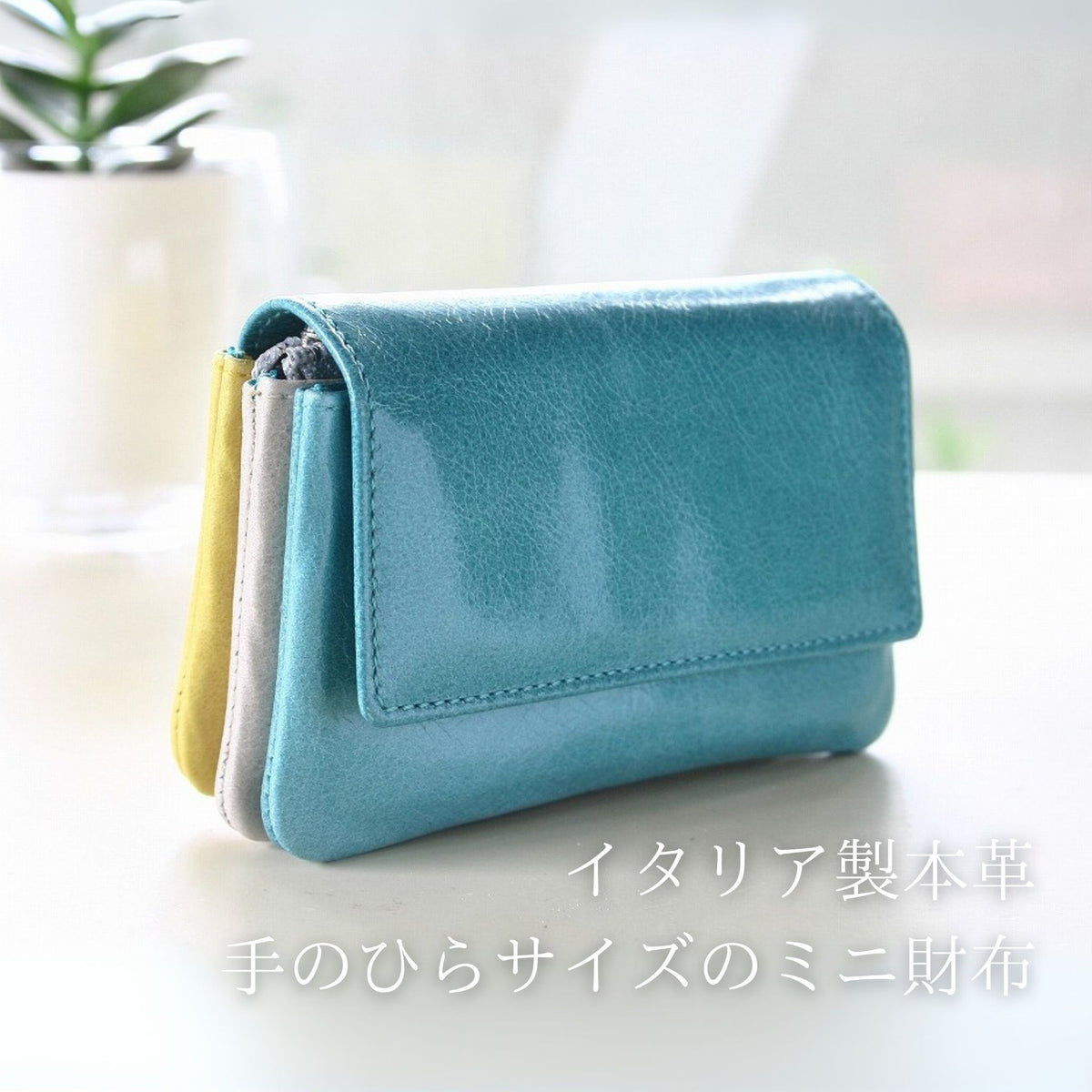 小さくて軽い青いミニ財布のメインビジュアル