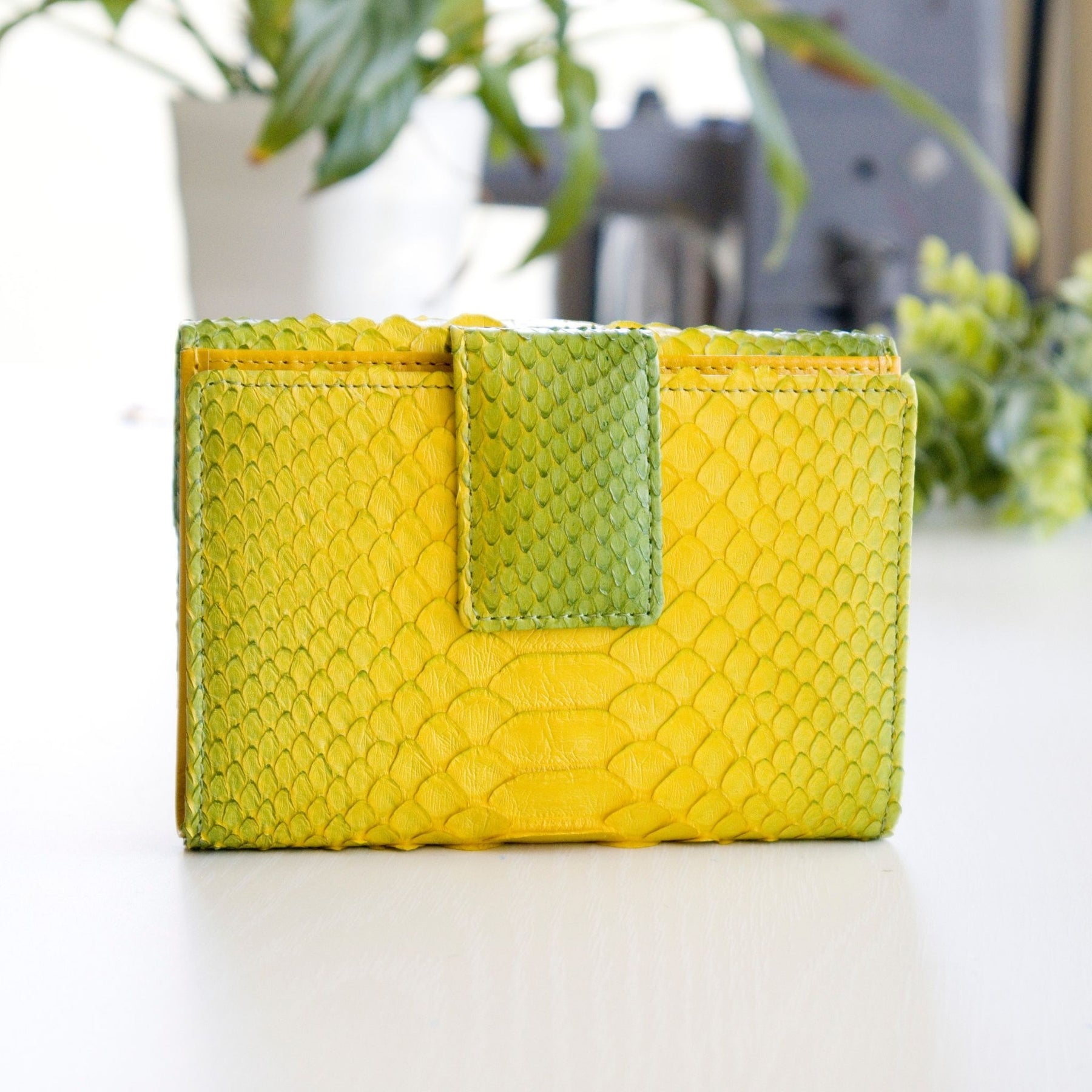 二つ折り財布 カルテラ Cartera パイソン(イエローグラデーション)