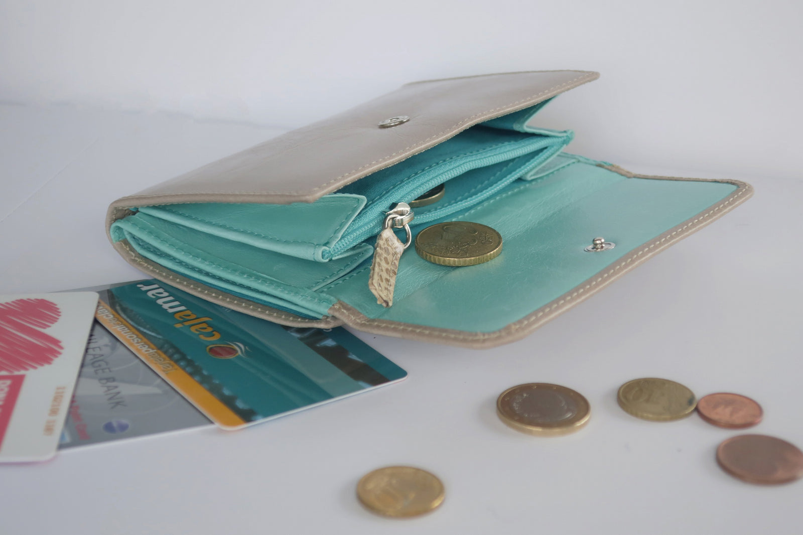 二つ折り財布 カルテラ Cartera （アッシュ・ターコイズブルー